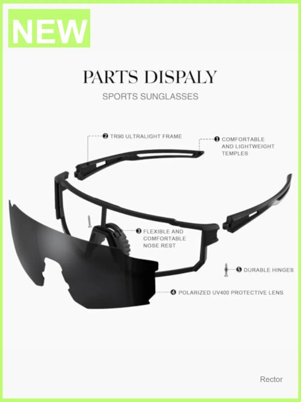 Polarized Sport Sunglasses TR90 UV Protection Cycling Running
